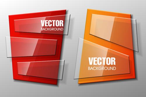 colorful shape with glass banners vector set