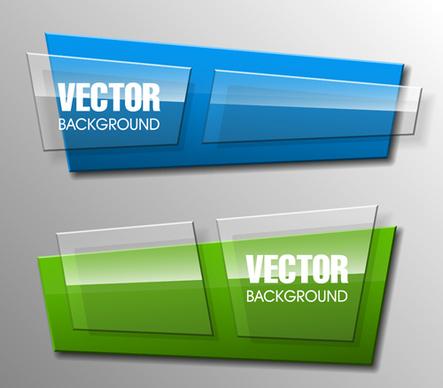 colorful shape with glass banners vector set