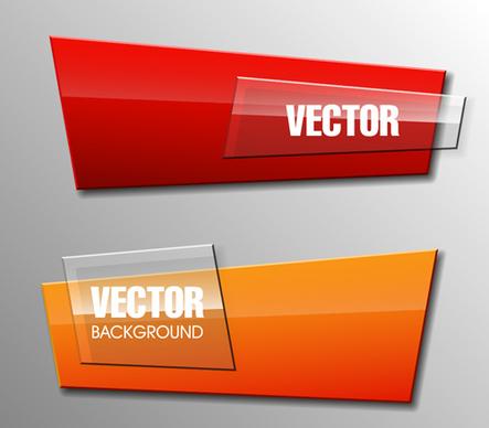 colorful shape with glass banners vector set