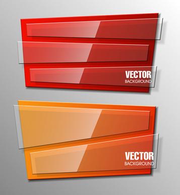 colorful shape with glass banners vector set