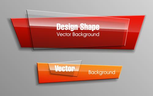 colorful shape with glass banners vector set