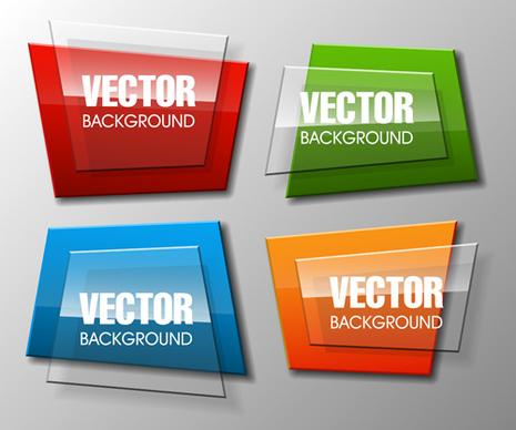 colorful shape with glass banners vector set