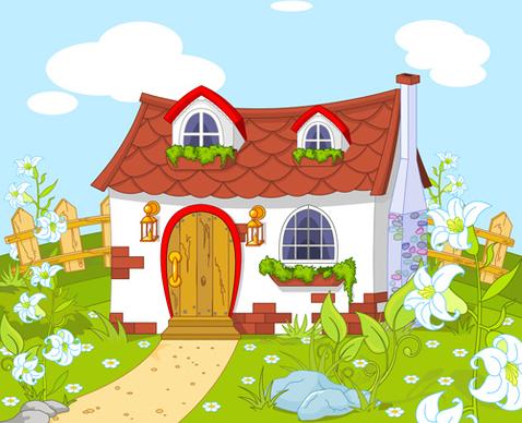 fairytale town scenery vector