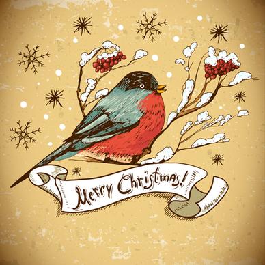 vintage hand drawn christmas background art