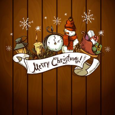 vintage hand drawn christmas background art