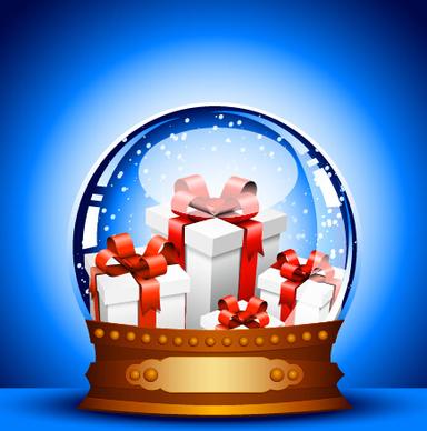 2015 christmas gift with crystal ball vector