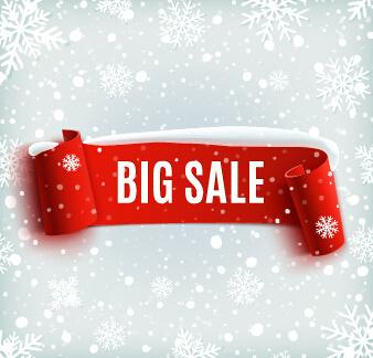 christmas big sale red banner with snowflake pattern vector