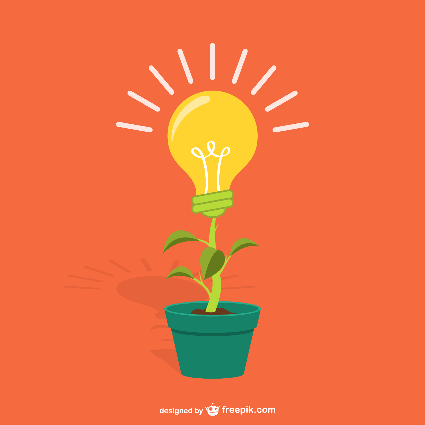 yellow bulb with plant vector