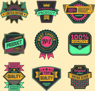 vintage colored label high quality vector