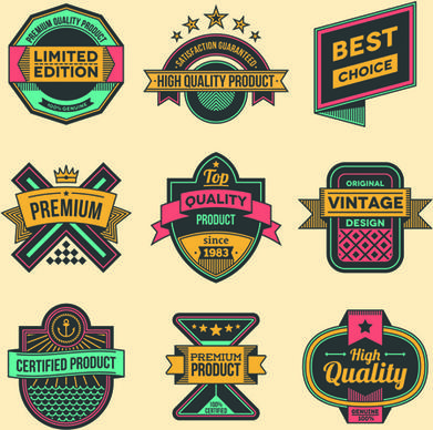 vintage colored label high quality vector