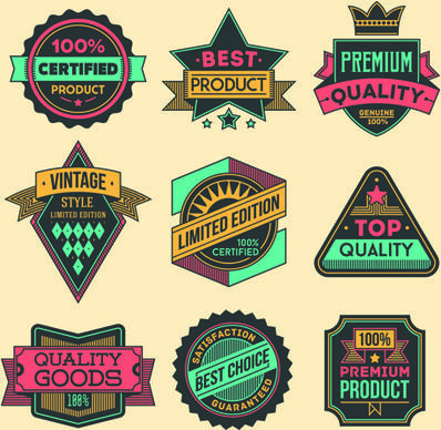 vintage colored label high quality vector