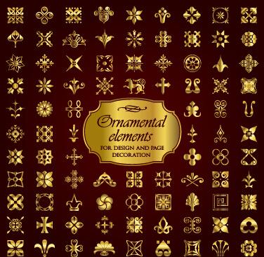 golden christmas ornament elements vectors