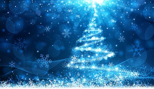 dream christmas tree blue background