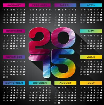 calendar15 modern style vector set