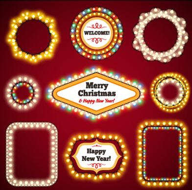 christmas with new year light framework vector