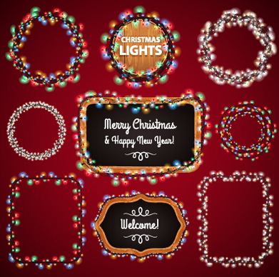 christmas with new year light framework vector