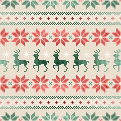 knitted fabric christmas pattern vector set