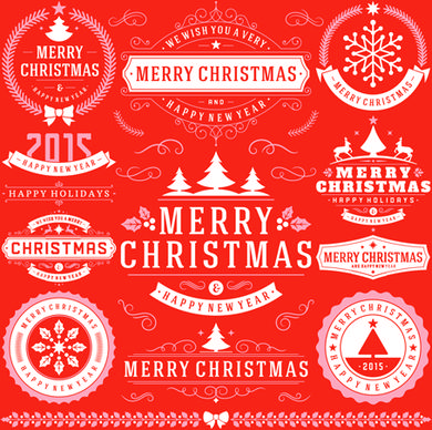 2015 christmas with happy holiday labels vector