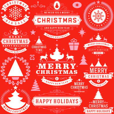 2015 christmas with happy holiday labels vector