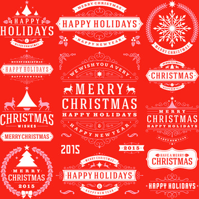 2015 christmas with happy holiday labels vector