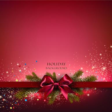 red bow xmas card vector