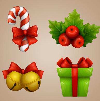 vector christmas ornament icons set