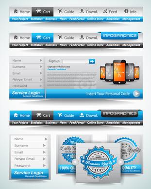 blue with black website navigation design vector