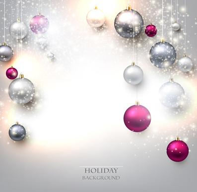 shiny holiday baubles vector background