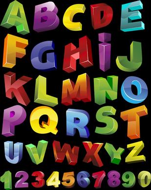 3d shiny alphabet and numbers vector design