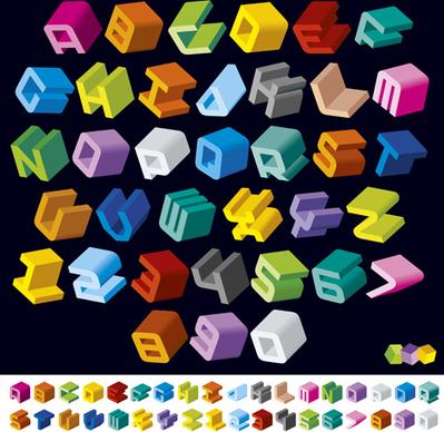 3d shiny alphabet and numbers vector design