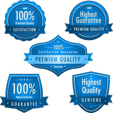 blue premium quality labels creative vector