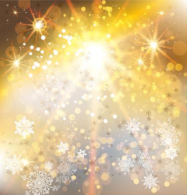 golden christmas background with snowflake vecror