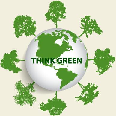 green ecology earth poster design vector