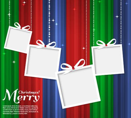 white photo frame with christmas background vector