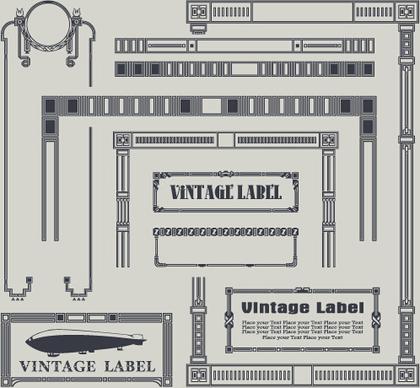 vintage label and border elements vector