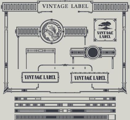 vintage label and border elements vector