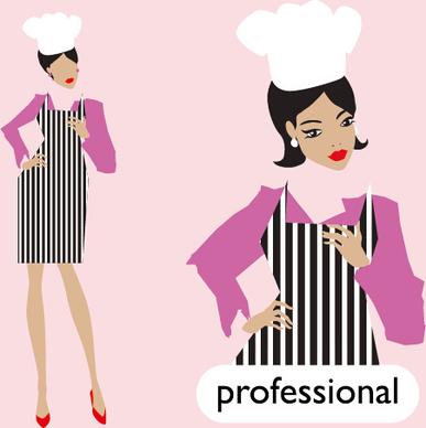 professional female chef vector