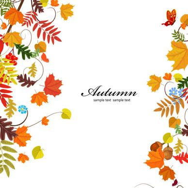 colored autumn leaves with fructification backgrounds vector