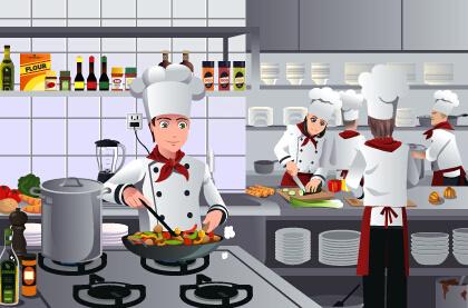 chef and cooking vector