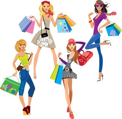 vector fashion girls design elements set