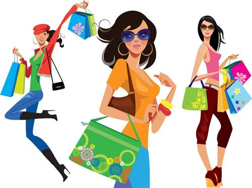 vector fashion girls design elements set