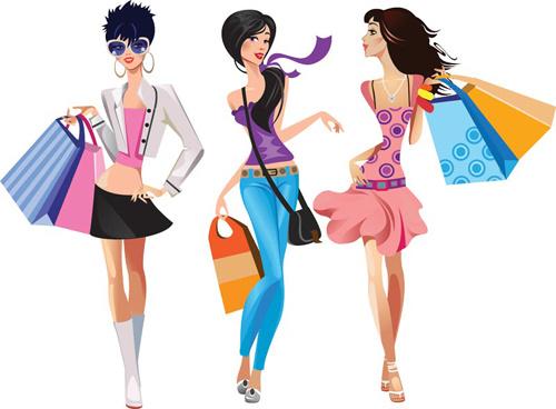 vector fashion girls design elements set