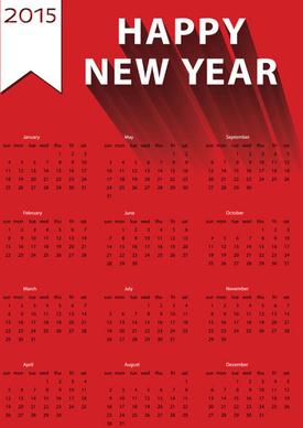 2015 new year calendar red vector