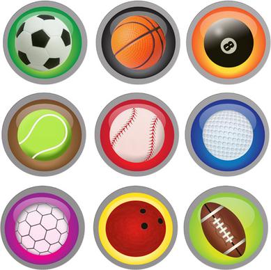 shiny ball icons set vector