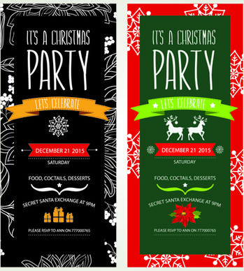 2015 christmas party invitation banners vector