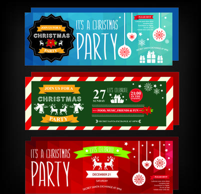 2015 christmas party invitation banners vector