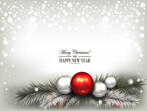 2015 new year and christmas baubles shiny background