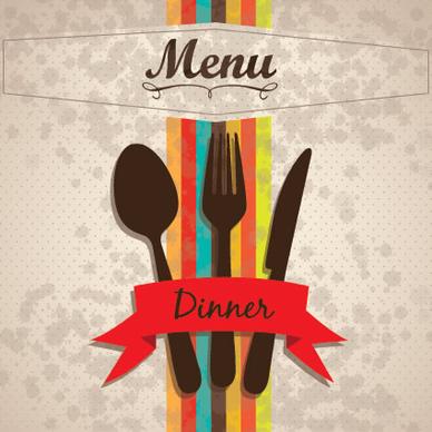 restaurant menu cover with tableware vector