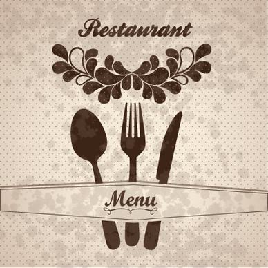 restaurant menu cover with tableware vector