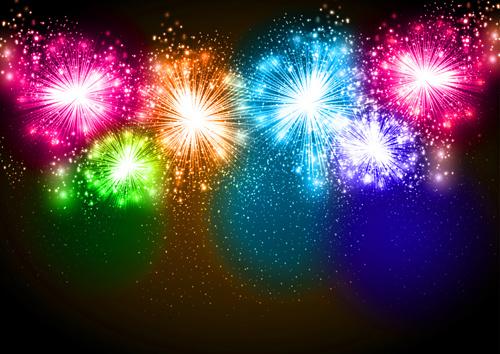 colorful fireworks holiday celebratory vector